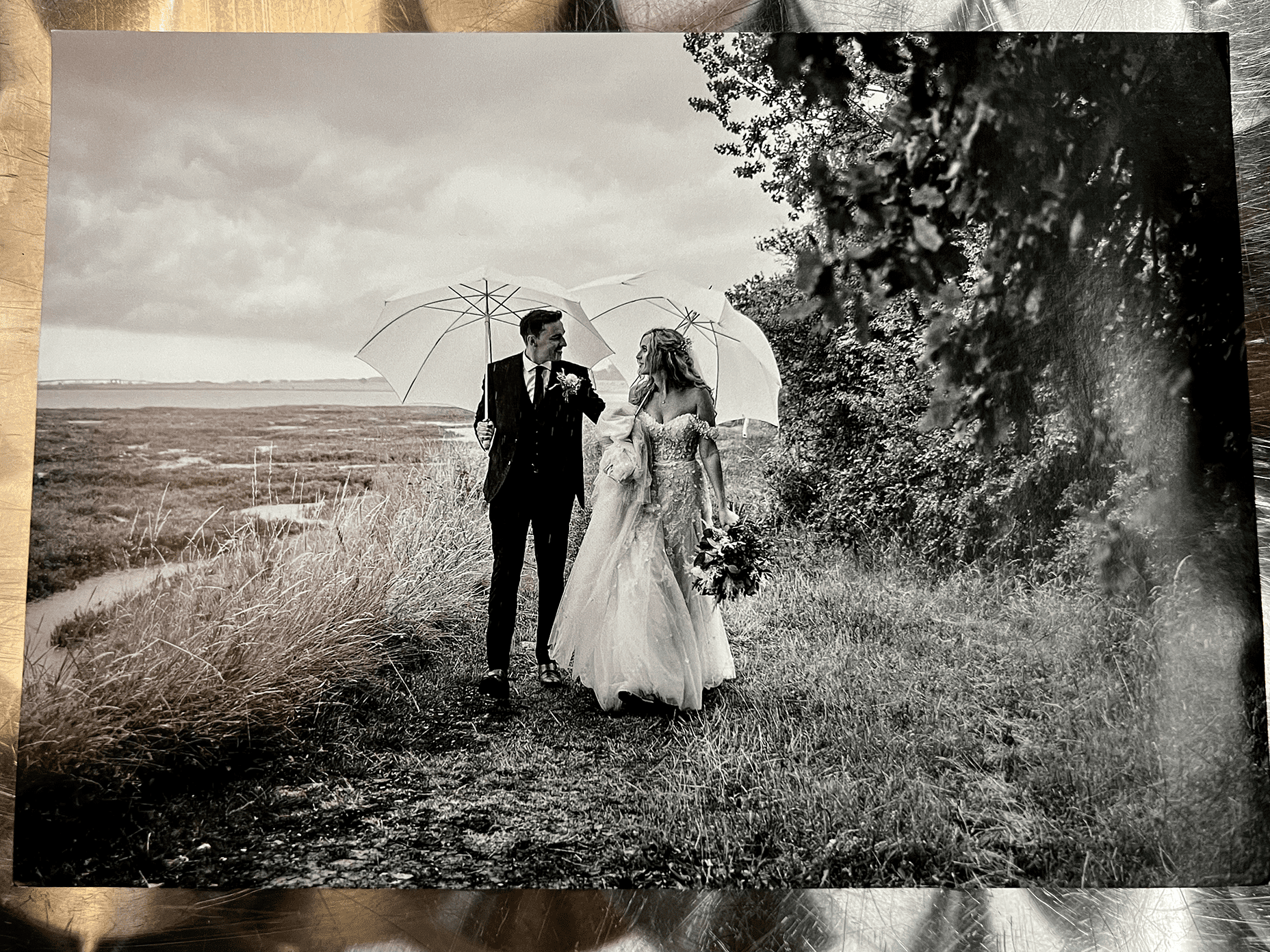 Thank you card from bride for wedding video. Front picture